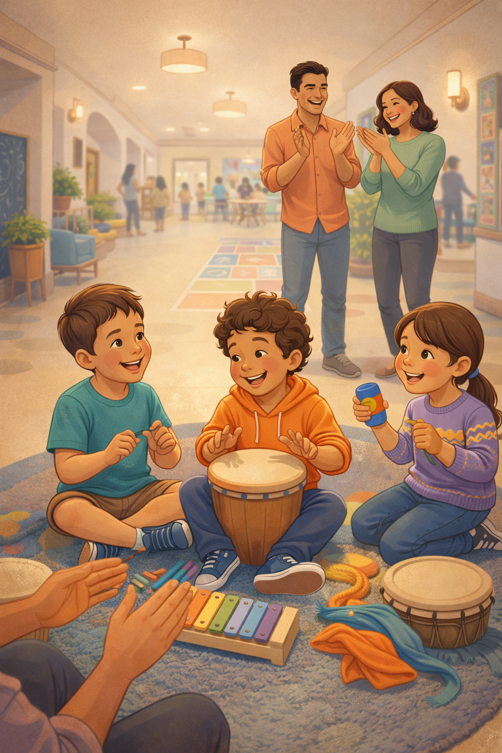 Families enjoying time together at Recess in the Neighborhood